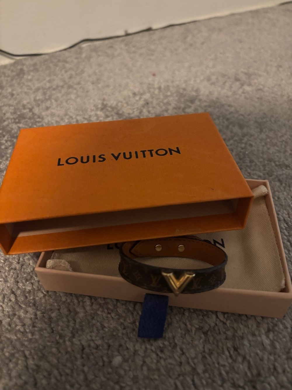 Louis Vuitton Monogram Brown Bracelet with Gold V Clasp - Picture 2 of 2